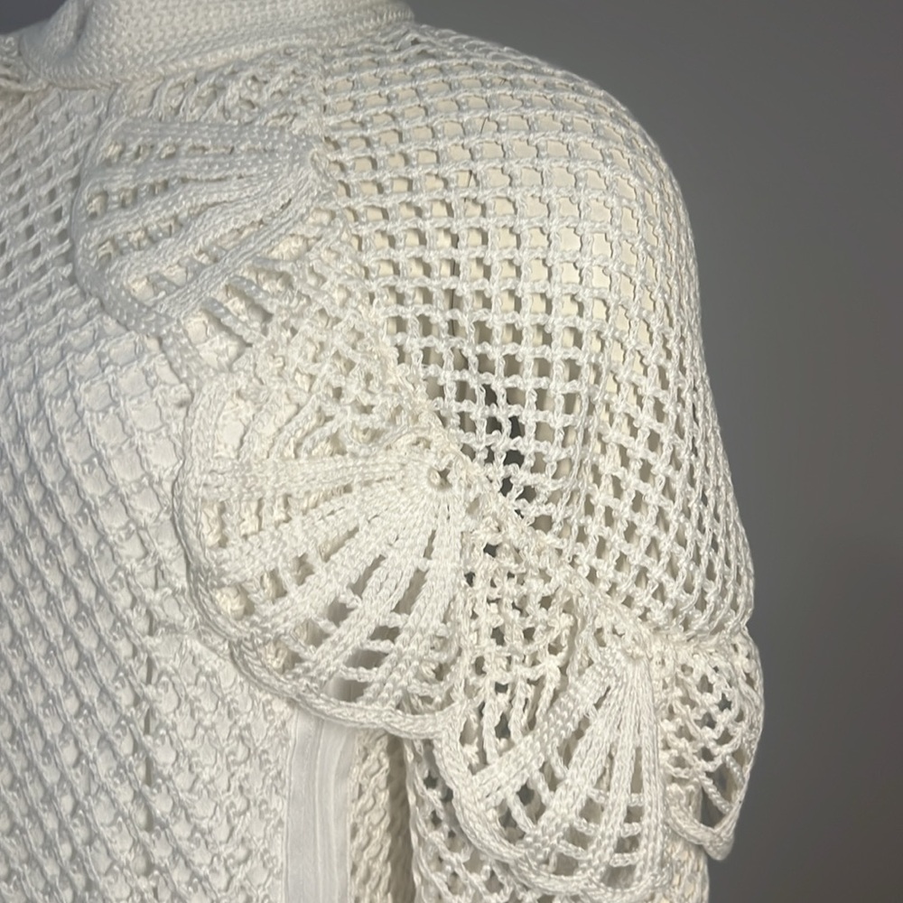 SELF-PORTRAIT Crochet Mini Dress Elegant White Crochet New with Tags $250 OBO. - Picture 2 of 11